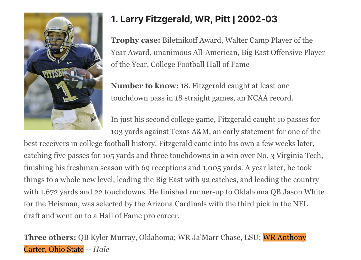 Ohio State wide receiver Anthony Carter? Ohio State wide receiver Anthony Carter?